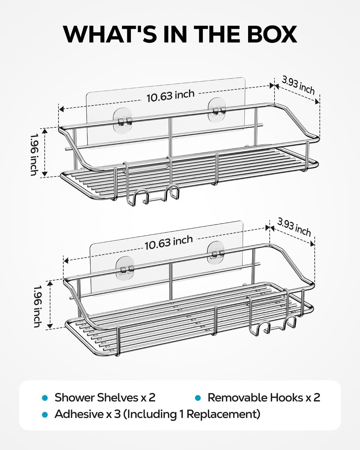 Nieifi Shower Caddy Adhesive, Shower Shelves, Shampoo Holder for Bathroom - Image 2