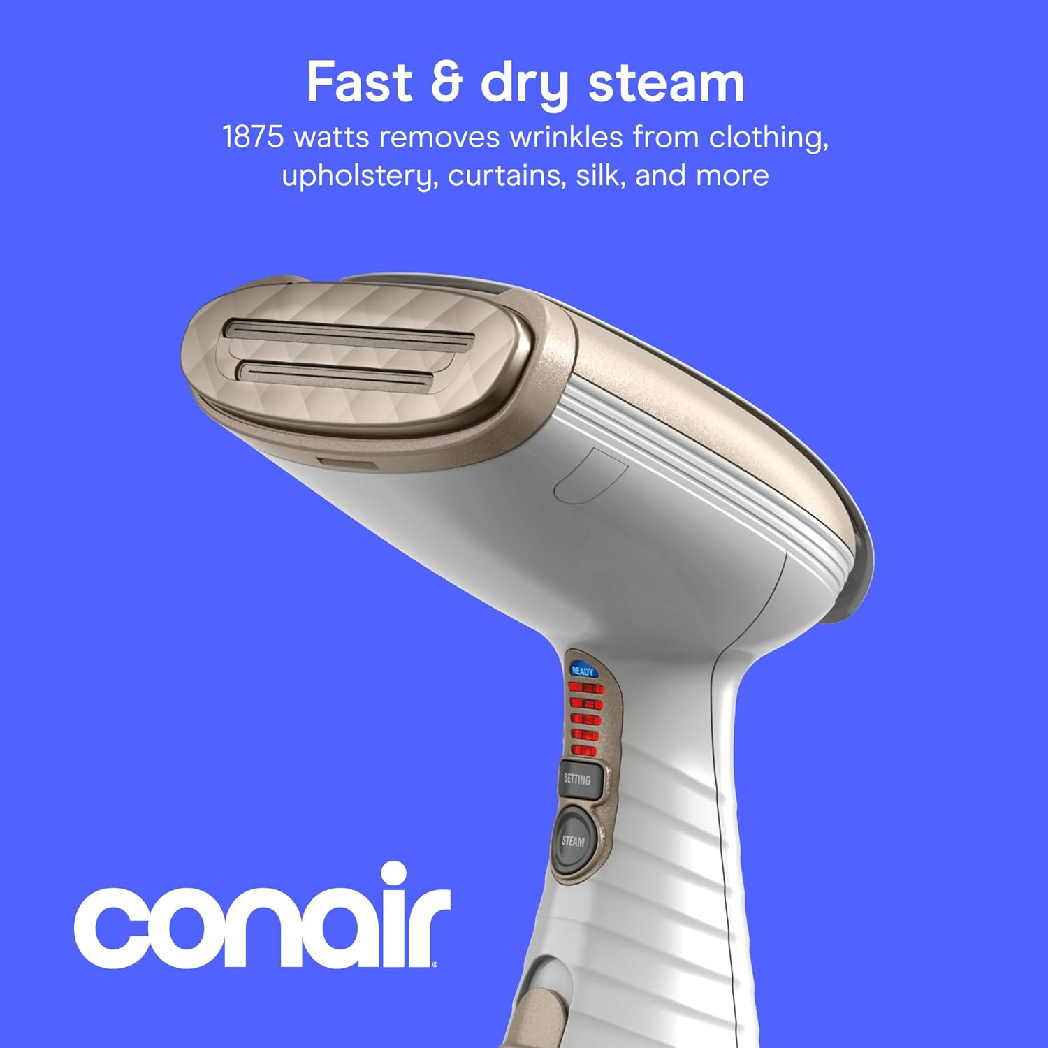 Conair Steamer for Clothes & Upholstery, Handheld, 3 Attachments, White - Image 2