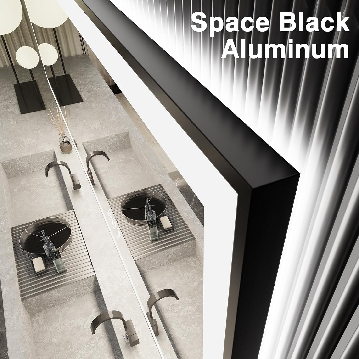EchosLife 30x36 LED Bathroom Mirror with Lights - Black Framed - Image 3