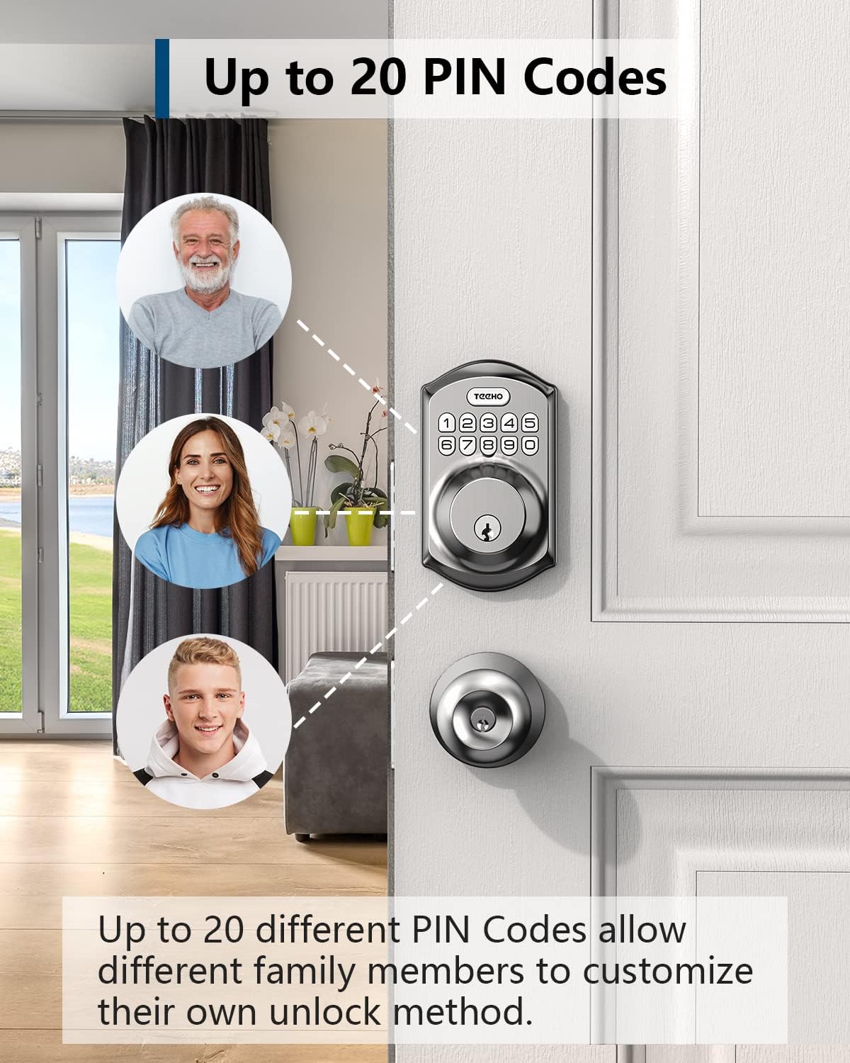 TEEHO TE001 Keyless Entry Deadbolt with Keypad for Front Door, Satin Nickel - Image 2