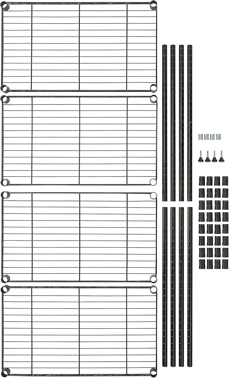 Amazon Basics 4-Shelf Steel Wire Storage Shelves for Garage, Adjustable Metal Shelving Unit, 200 lbs Per Shelf, 23.2" W x 48" H x 13.4" D, Black - Image 7