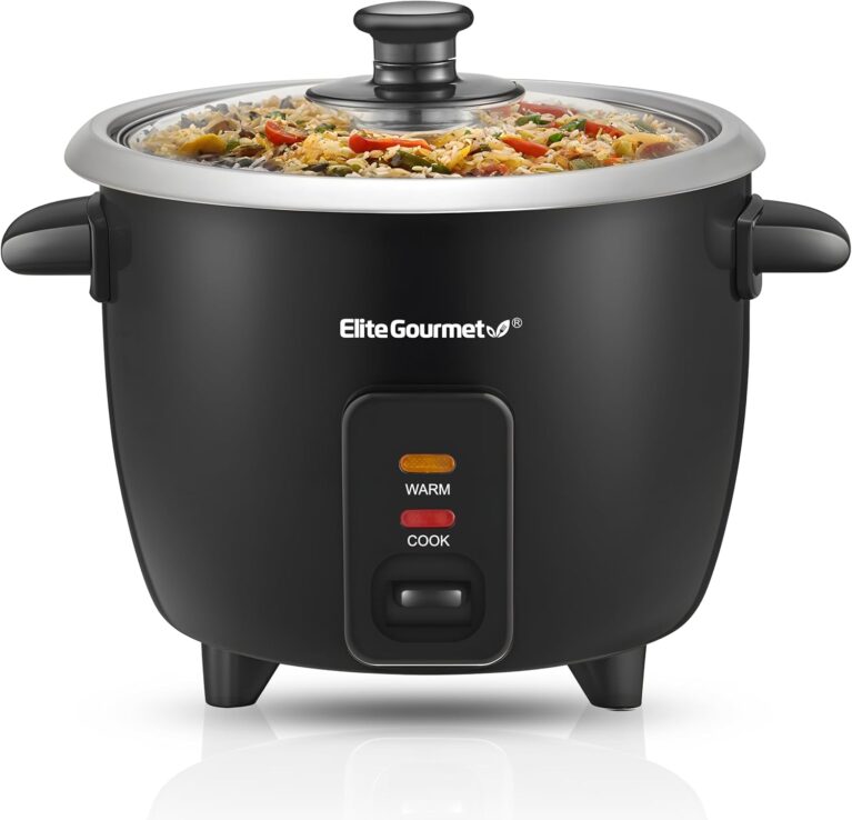 Elite Gourmet ERC003BX Rice Cooker, Keep Warm, Black, 6 Cups Cooked