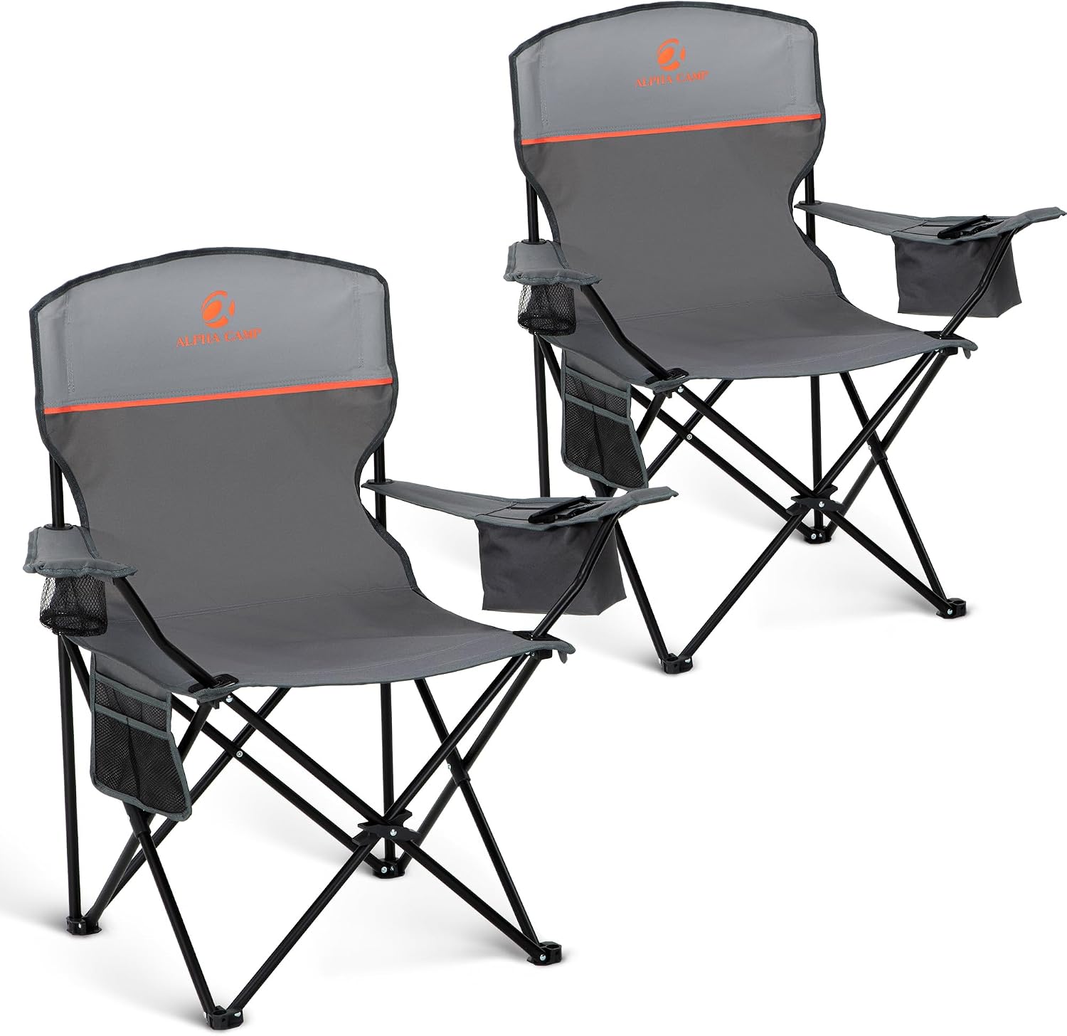 2 Pack Folding Camping Chairs Outdoor Lawn Chair Support 250lbs Gray