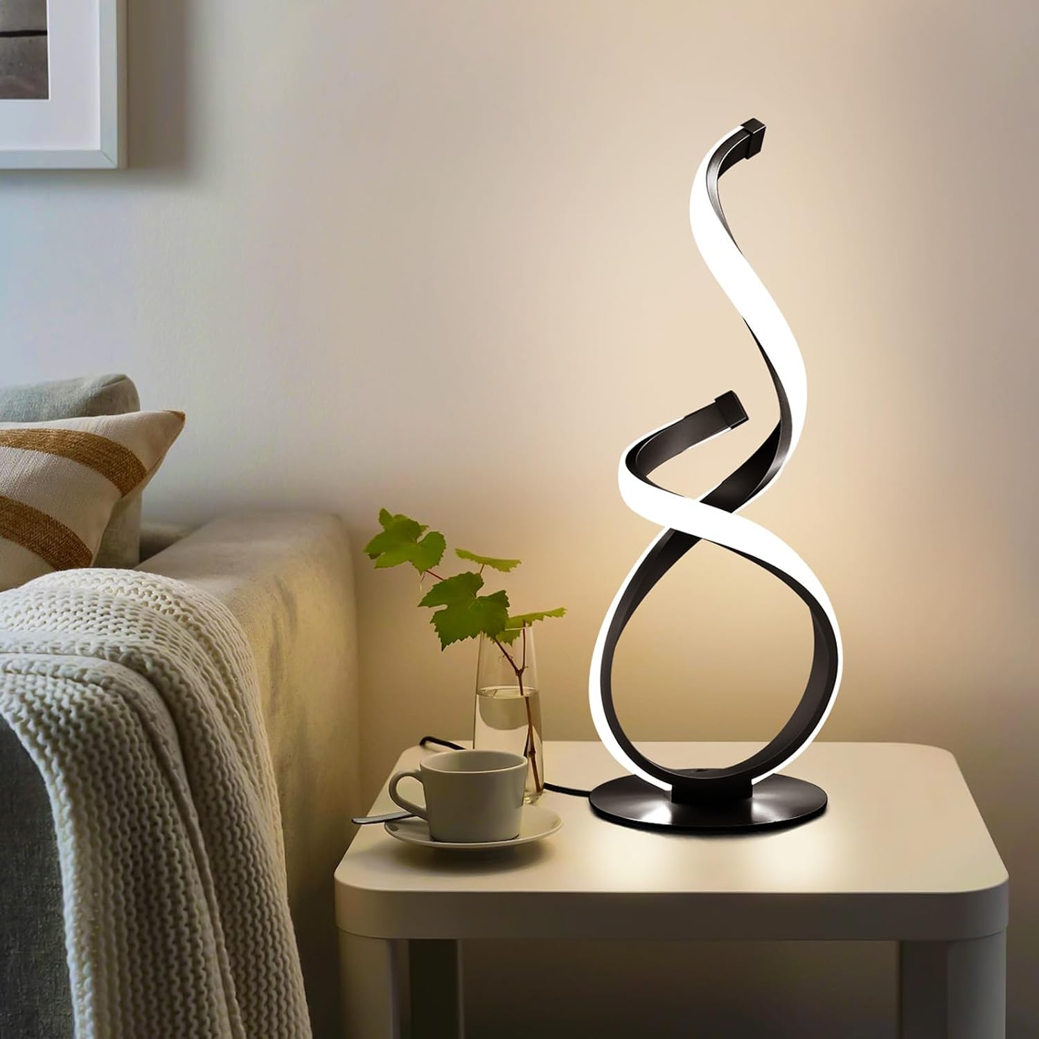 2 Pack Modern Table Lamps for Nightstand, LED Spiral Touch Light - Image 8