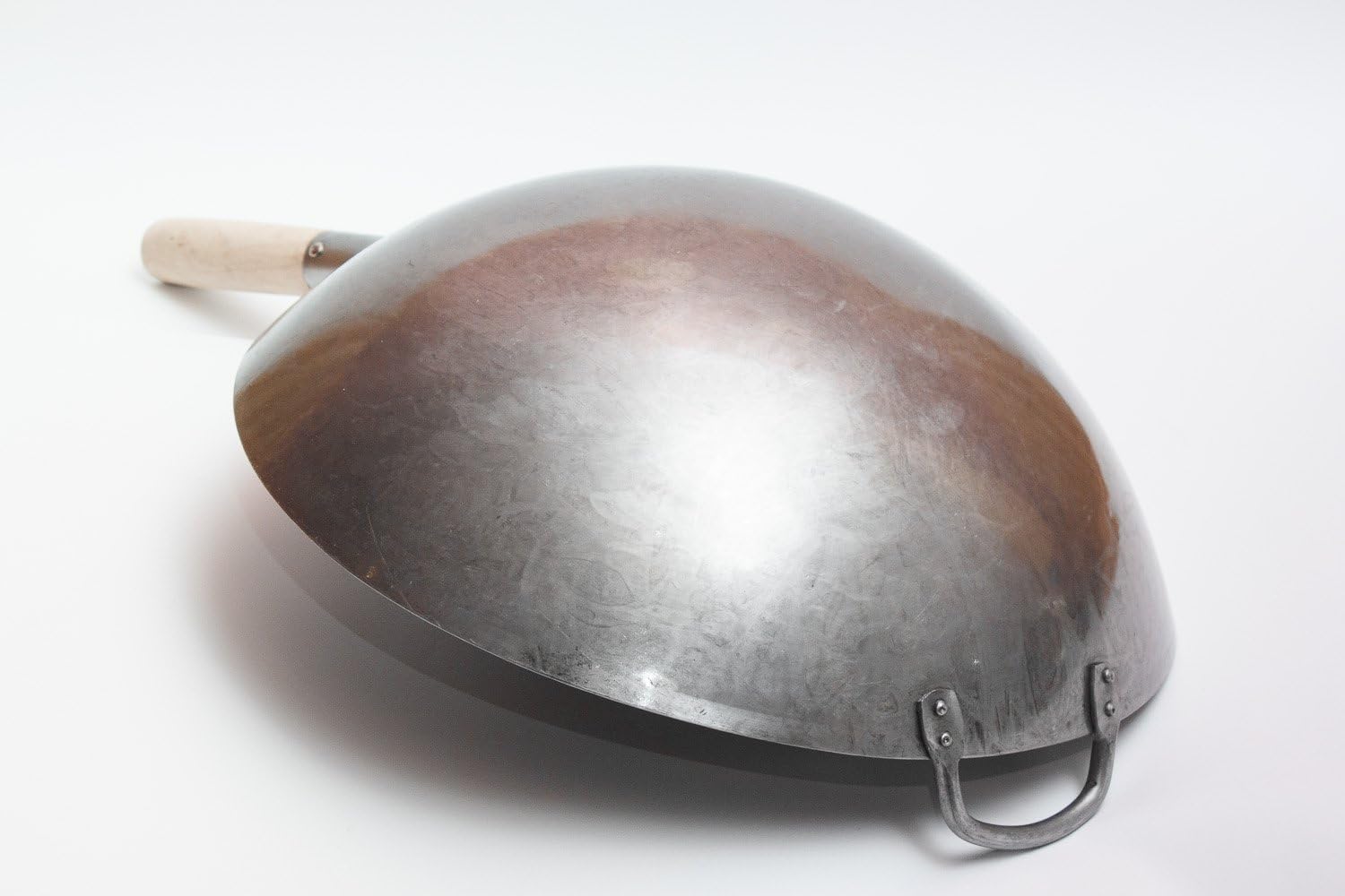 Craft Wok Big 16 Inch Heavy Hand Hammered Carbon Steel Pow Wok with Wooden and Steel Helper Handle (Round Bottom) / 731W138 - Image 2