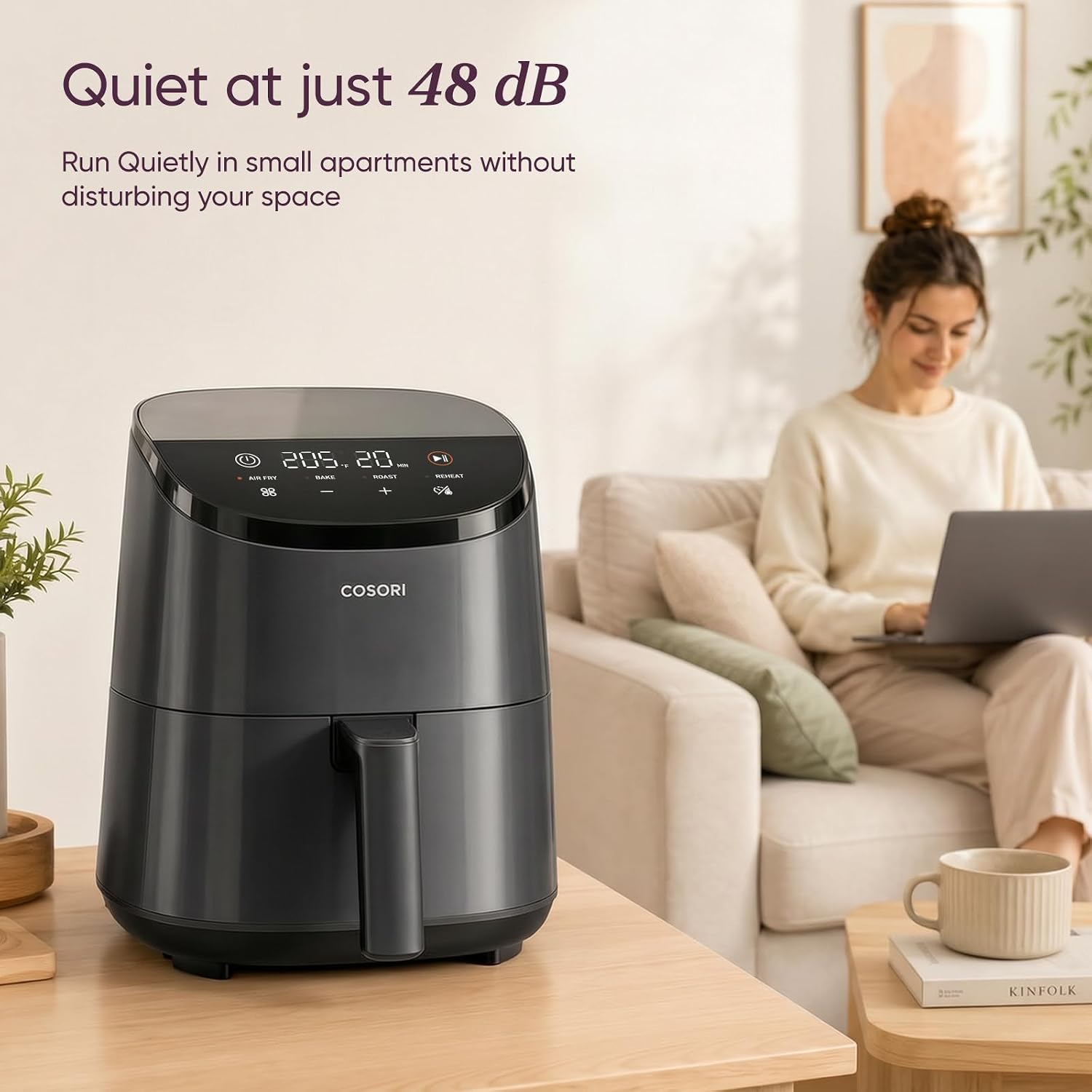 Cosori Lite 2.1 Qt Small Air Fryer, Max 400°F, 4-in-1, 97% less oil, Gray - Image 8