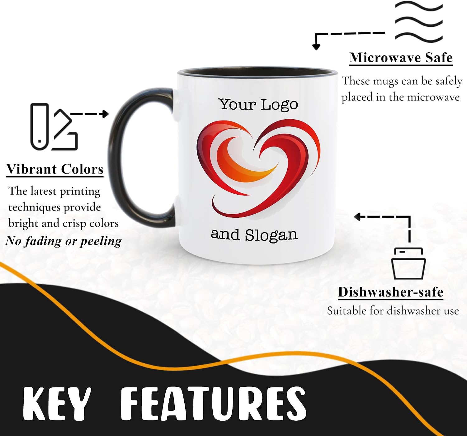 Personalized Coffee Mug, Custom Picture Text or Logo Ceramic Mug, Customized Gift for Men & Women, Taza Personalizada with Photo and Words, Customizable 11 Oz Tea Cup | White - Black - Image 3