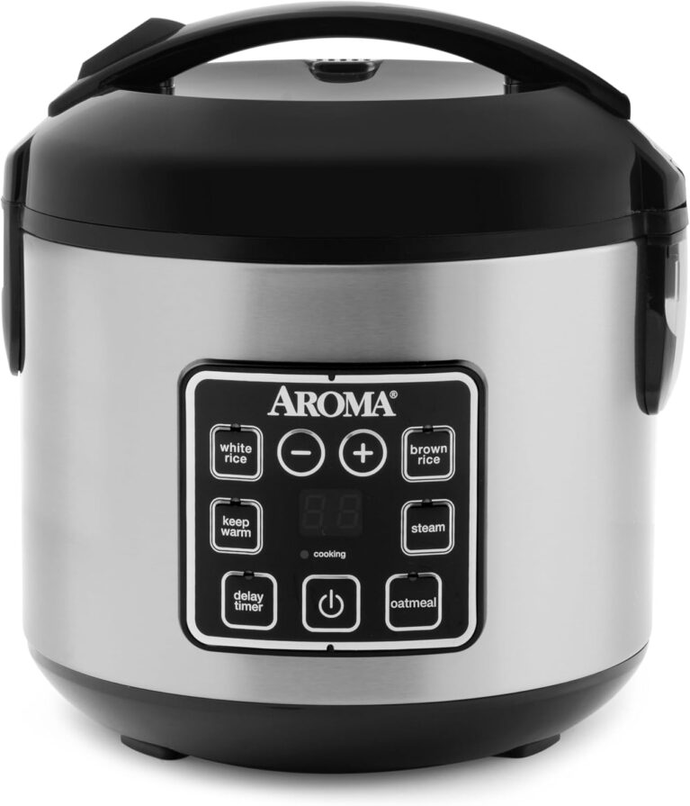 AROMA® 8-Cup (Cooked) / 2 Qt. Digital Rice & Grain Multicooker, Durable Nonstick Inner Pot, Oatmeal, Steam, White & Brown Rice, Keep Warm
