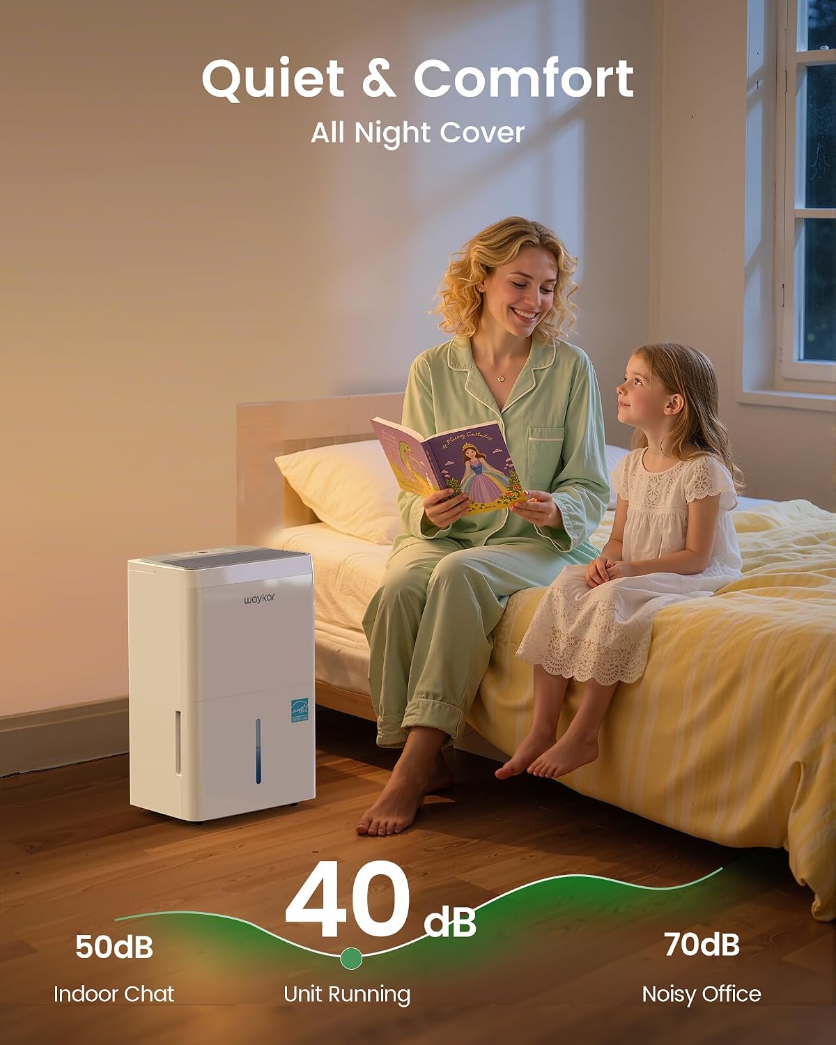 Waykar 150 Pint 2025 Energy Star Dehumidifier with Pump for Large Rooms up to 7,000 Sq. Ft. for Home, Basement, Commercial, Industrial, with Drain Hose & Tank, Auto Defrost, Smart Auto Comfort Mode - Image 6