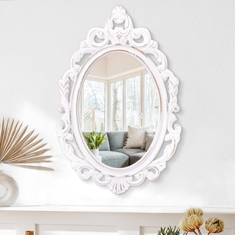Wall Mirror Oval Baroque Style Vintage Mirrors for Wall Wooden Hanging
