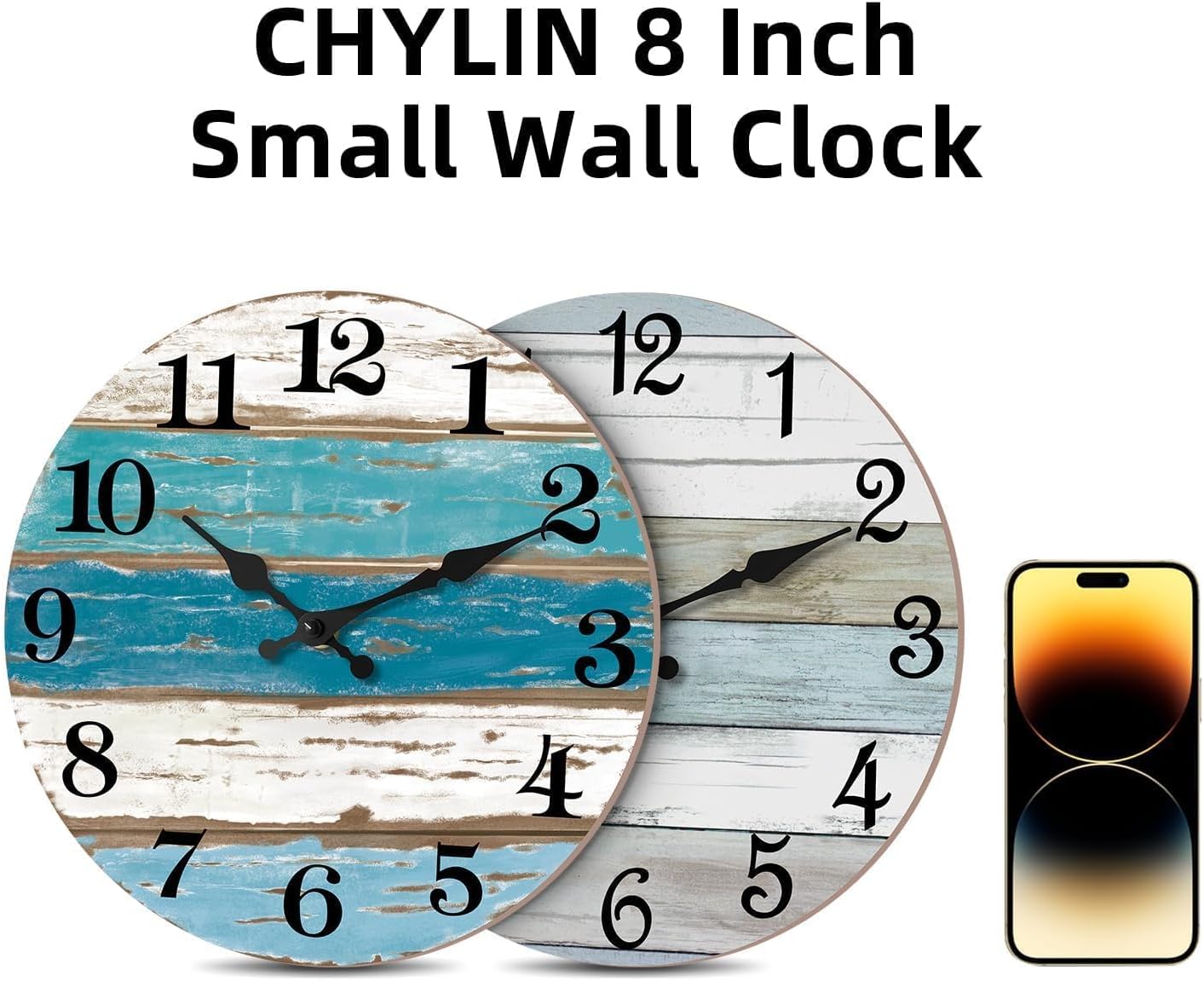 CHYLIN Wall Clock Non-Ticking Battery Operated Silent Rustic Coastal - Image 5