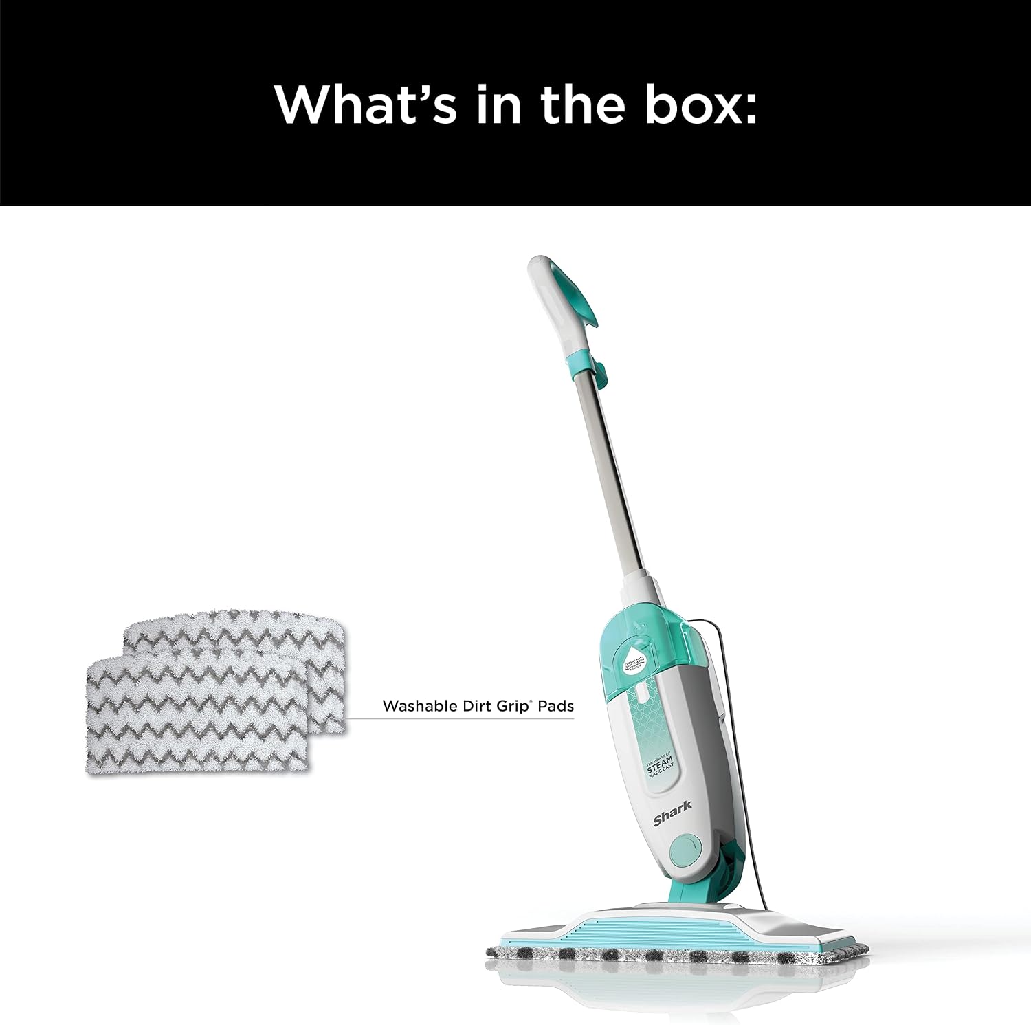 Shark Steam Mop for Sealed Hard Floors with 2 Dirt Grip Pads, White, S1000 - Image 10