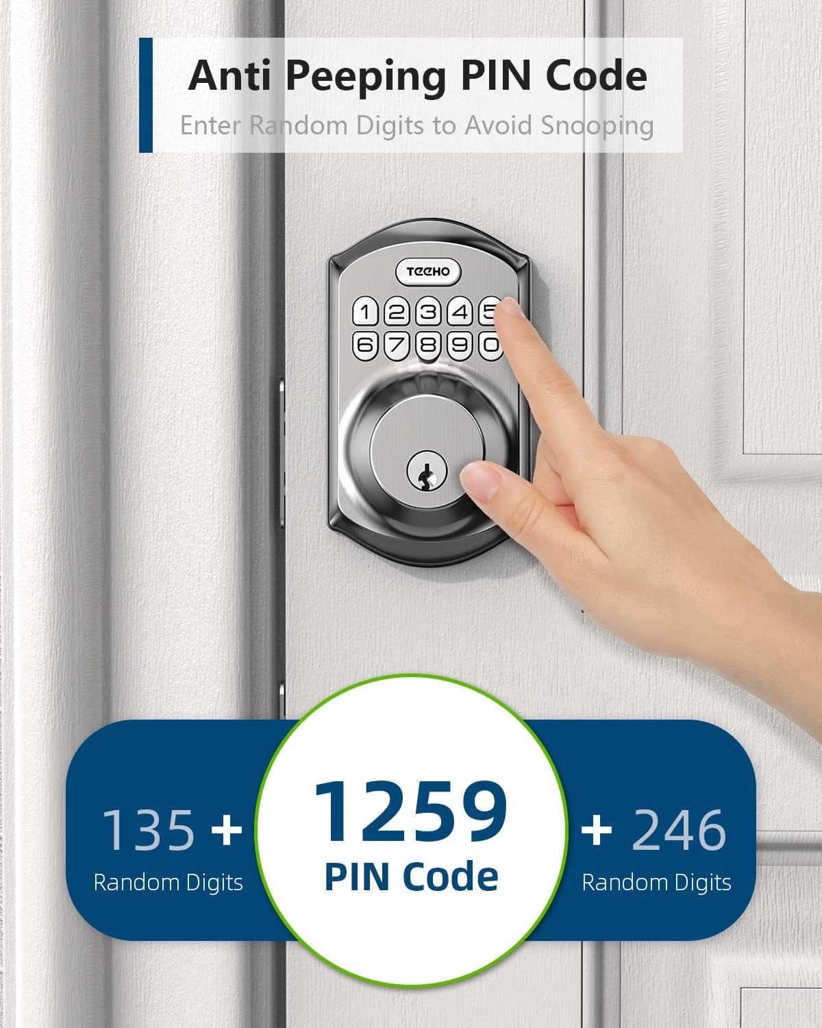 TEEHO TE001 Keyless Entry Deadbolt with Keypad for Front Door, Satin Nickel - Image 7
