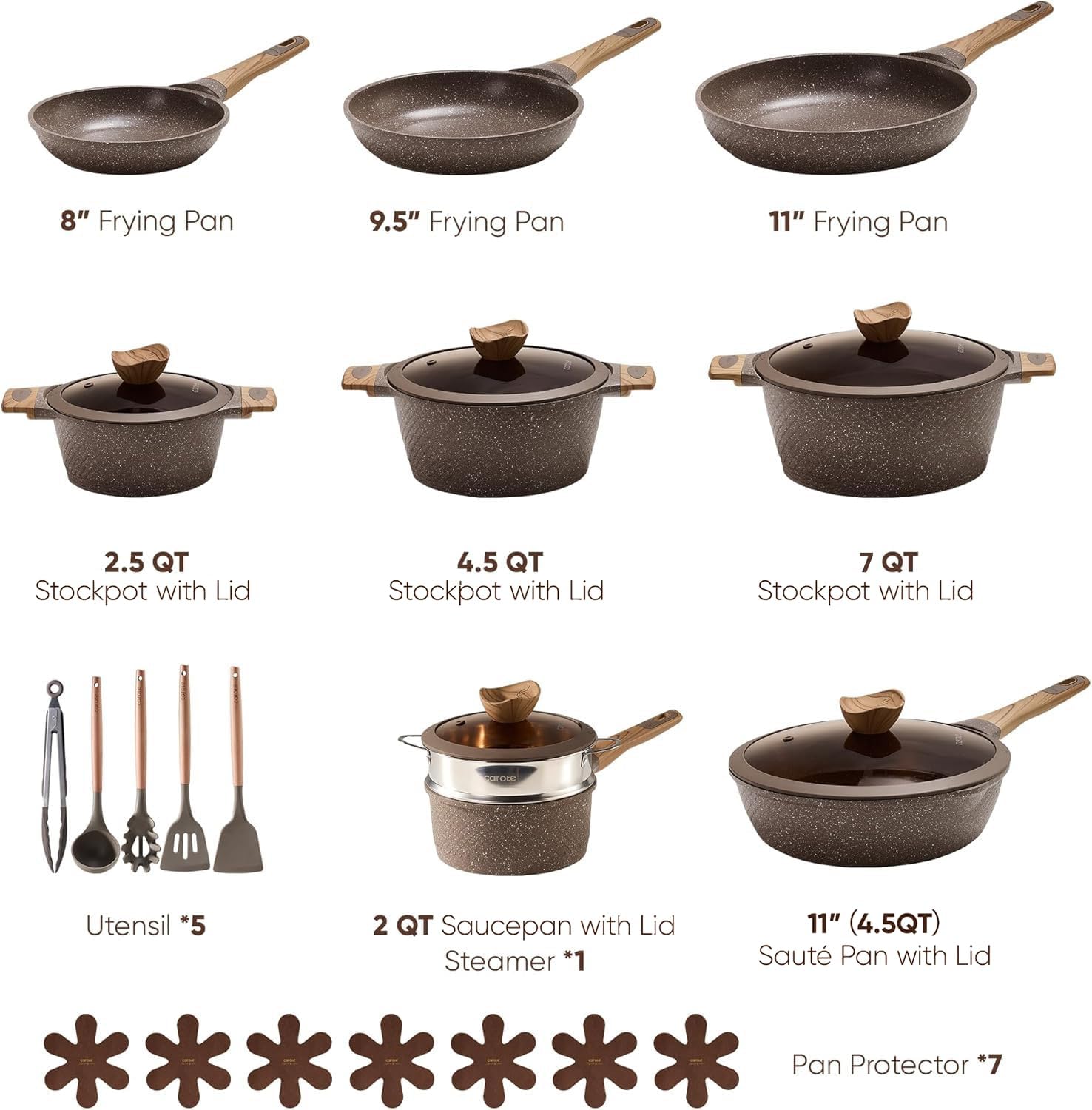 CAROTE 26pcs Pots and Pans Set, Nonstick Cookware Sets - Image 2