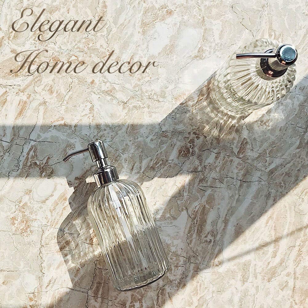 JASAI 18 Oz Clear Glass Soap Dispenser with Rust Proof Stainless Steel Pump - Image 7
