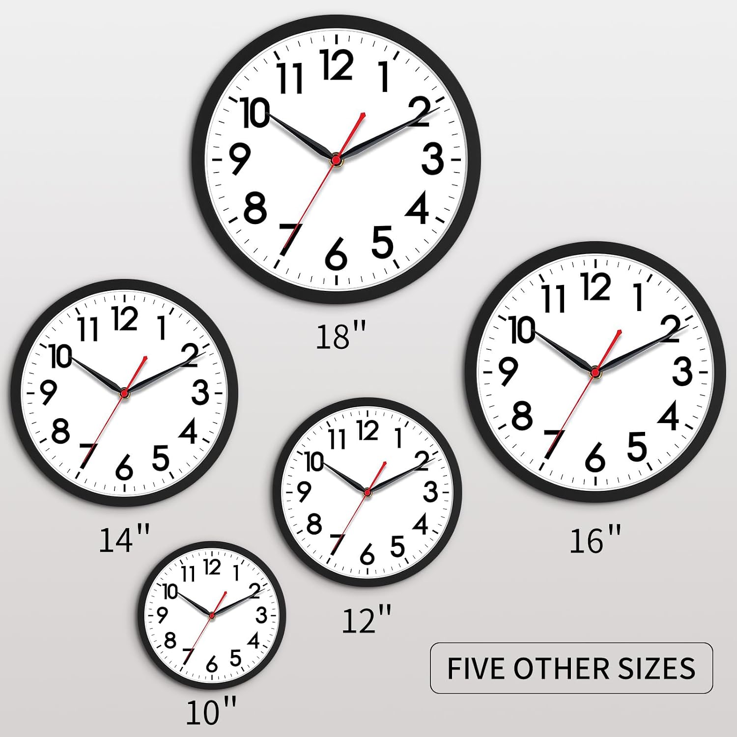 AKCISOT 18 Inch Wall Clock, Silent Battery Operated Analog Clock, Black - Image 3