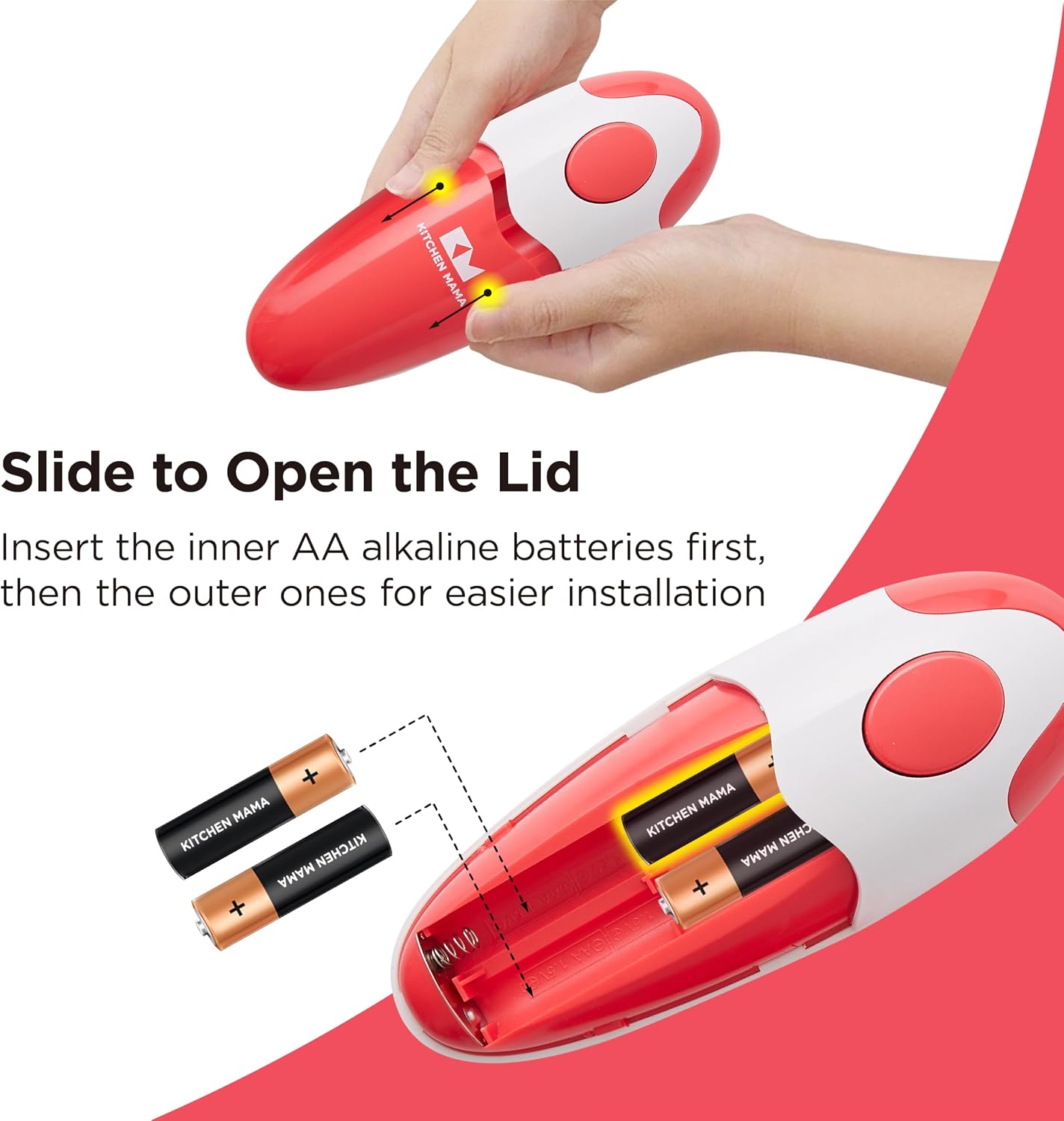 Kitchen Mama Auto Electric Can Opener, Battery Operated, Red - Image 5