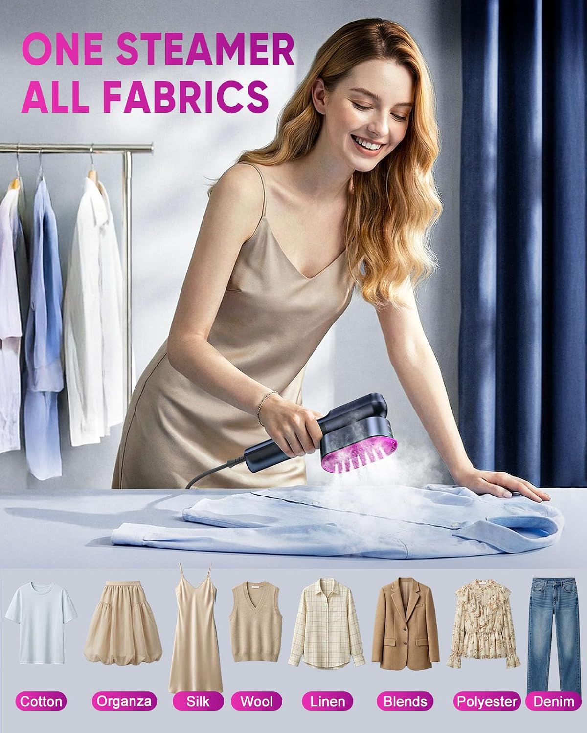 Travel Steamer for Clothes,100-240V Travel Steamer & Iron 2 in 1 with Fast Heat-Up,1200W Portable Handheld Garment Steamer,Travel Size,Large Heat Panel,Fabric Quick Wrinkle Remover for Global & Europe - Image 7