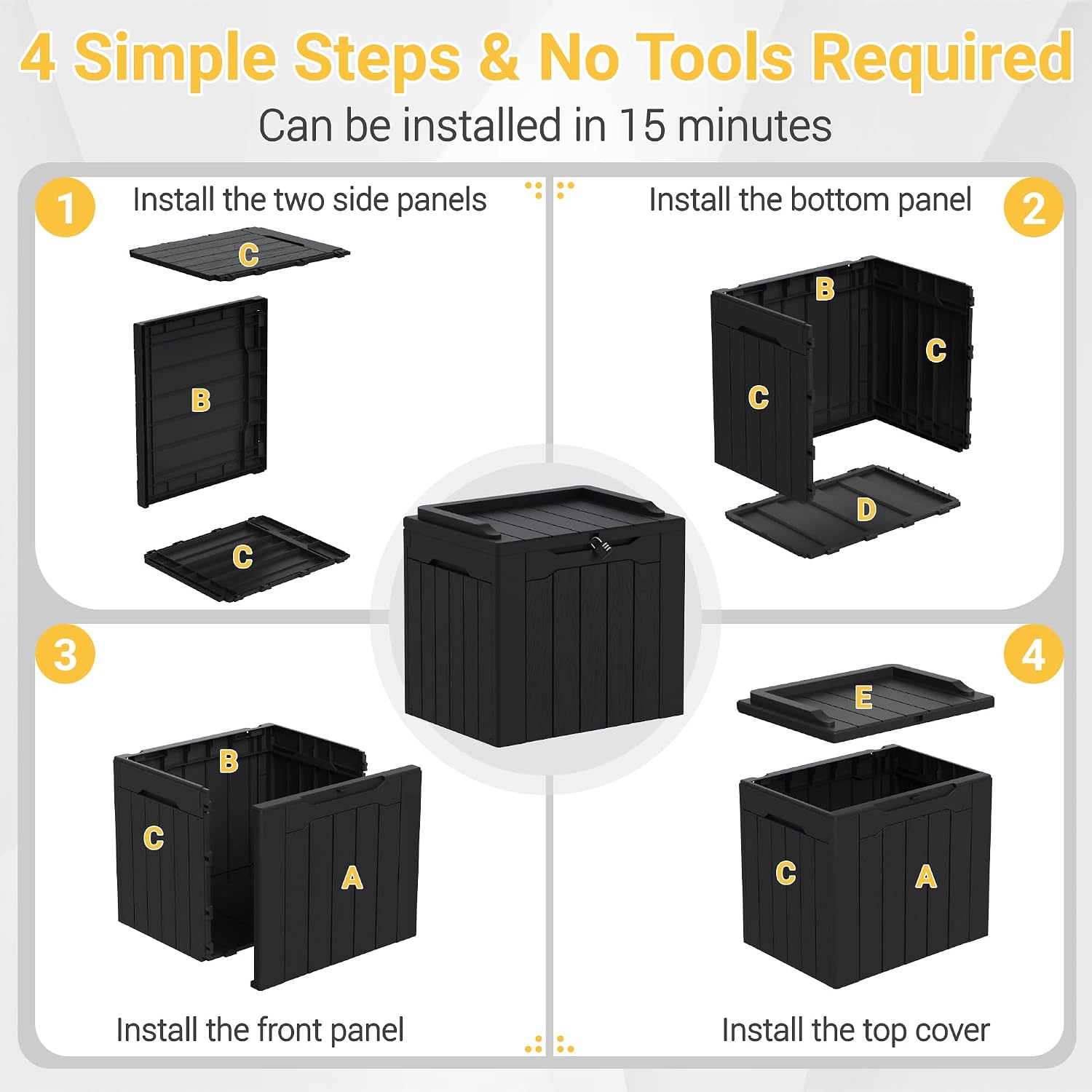 Greesum Outdoor Storage Box 31 Gallon Storage Box with Lid for Patio Furniture, Garden Tools, Pool Supplies, Waterproof and UV Resistant, Lockable, Dark Black - Image 8
