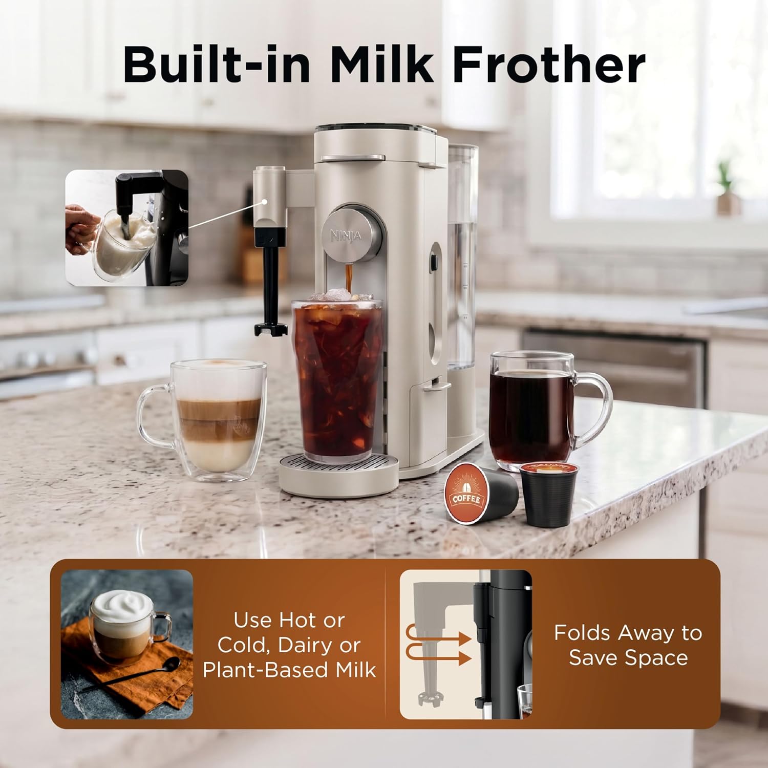 Ninja Pod and Grounds Coffee Maker, K-Cup Compatible, Stone, PB051ST - Image 6