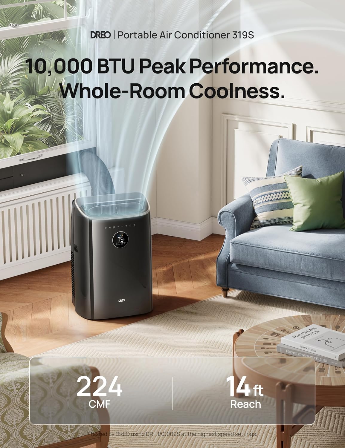 DREO Portable Air Conditioner 319S, 10000 BTU ASHRAE (6000 BTU DOE) Smart AC Unit for Bedroom with Drainage-free Cooling, Fan&Dehumidifier 3 in 1, APP/Voice/Remote, Quiet Standing AC for Room Indoors - Image 2