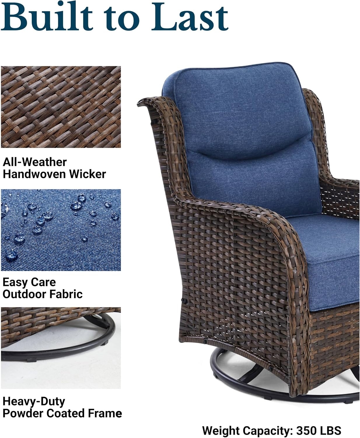 HILLGA Luxury Outdoor Patio Furniture Set with 6-Inch Thick Cushions - Image 5