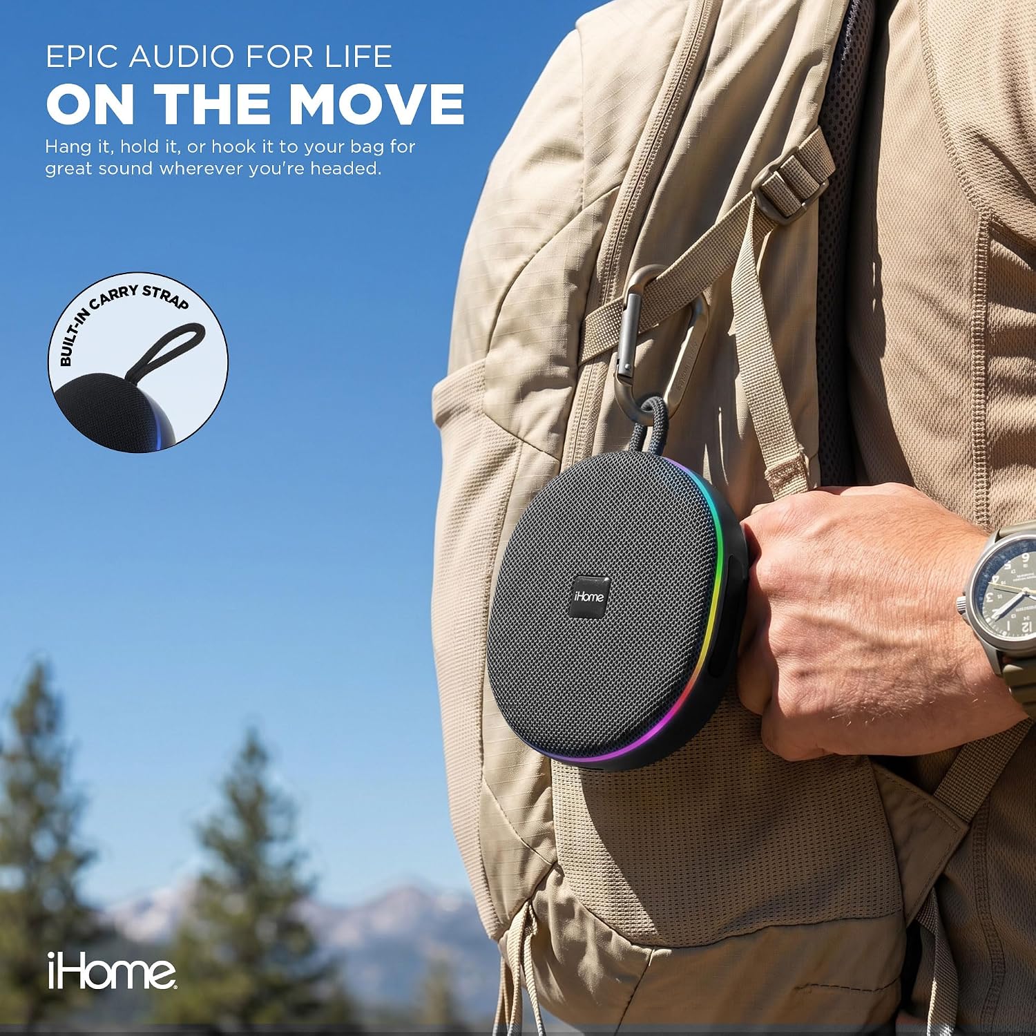 iHome Venture Wireless Portable Bluetooth Speaker with RGB Lights - Image 2