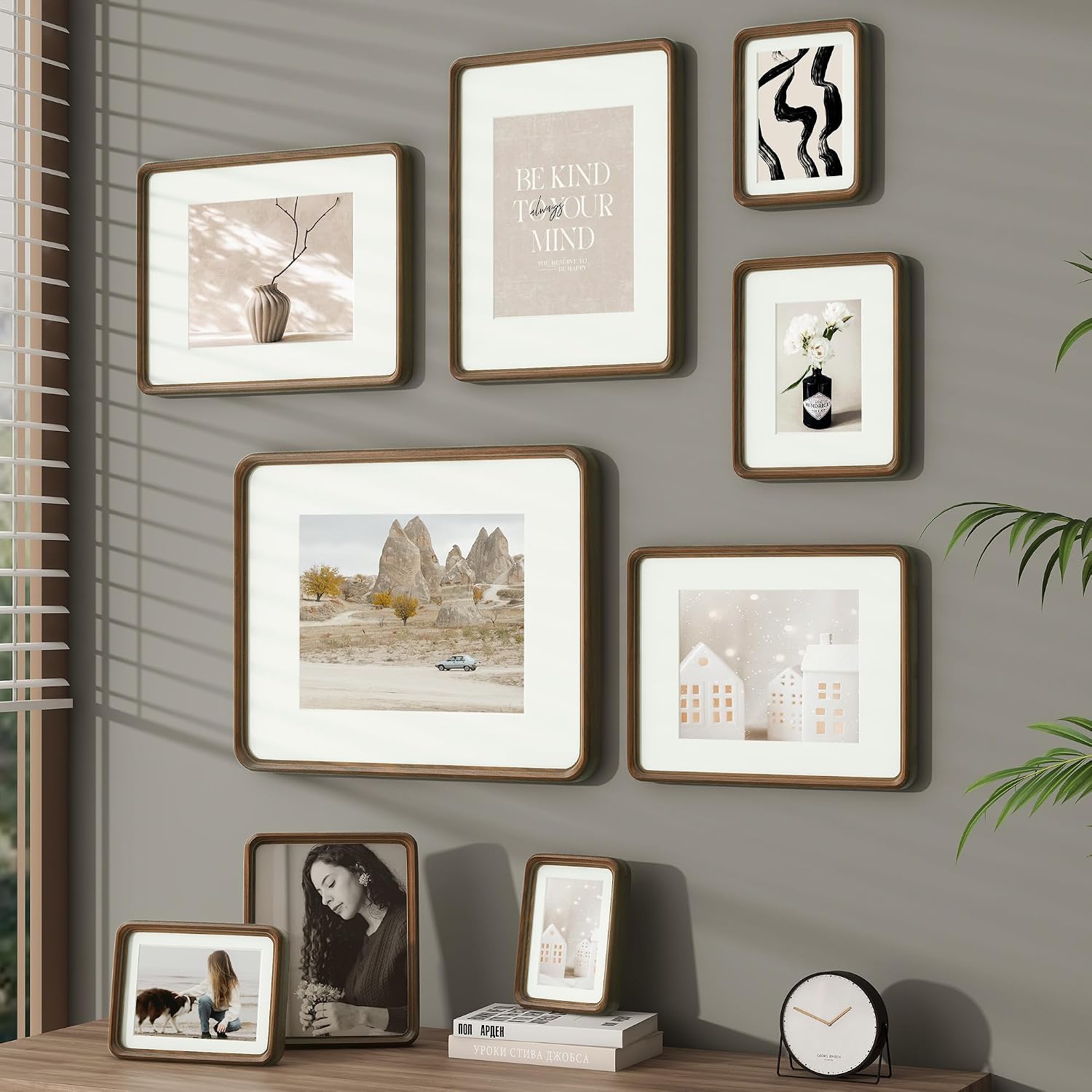 16 x 20 Picture Frame, Solid Walnut Wood Frame Matted for 11x14 Photos - Image 8