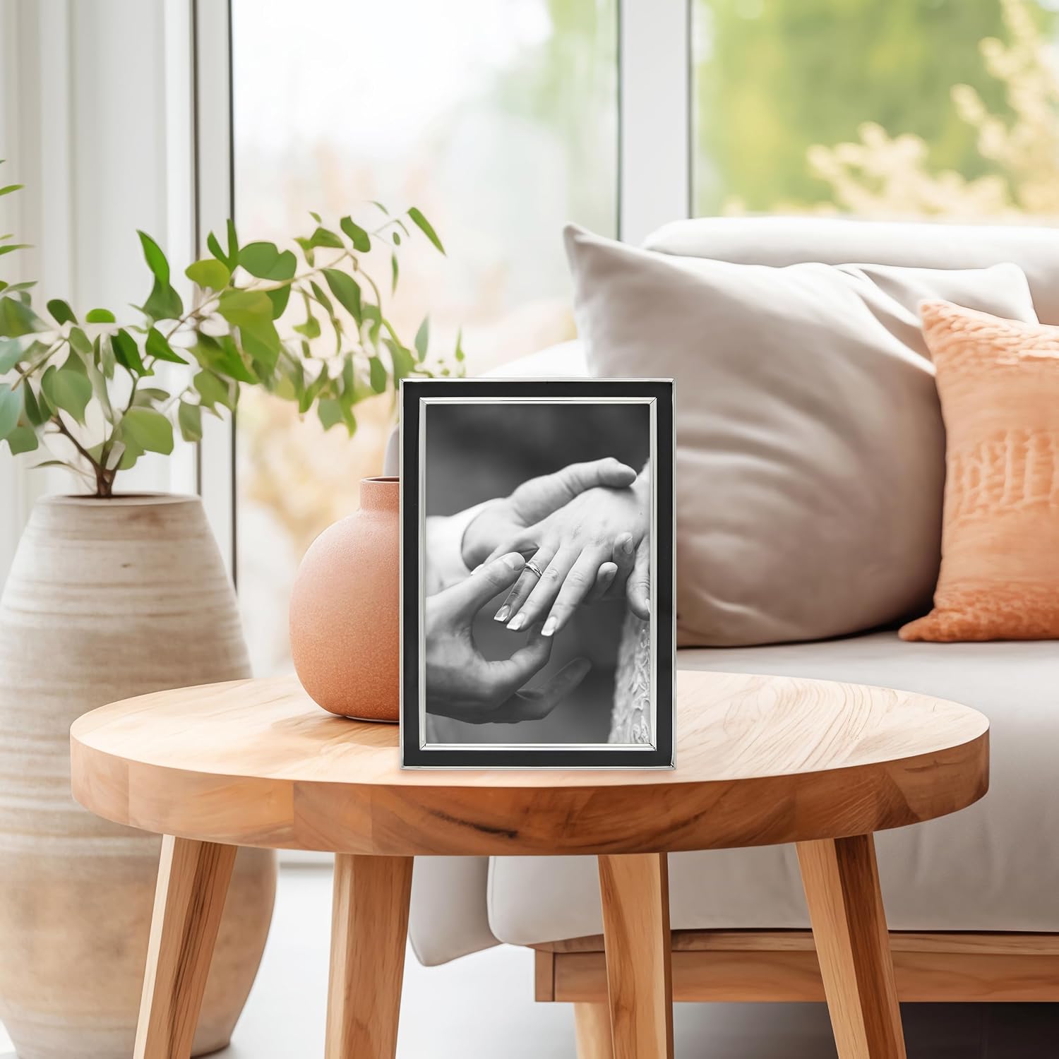 Siena Silver & Enamel Picture Frame, Tarnish Resistant Finish, Perfect Photo Frame for any End Table, Credenza, Shelf, or Nightstand, Silver Trim, White, 5x7 - Image 6