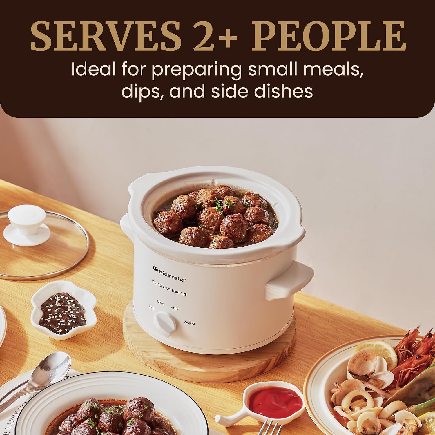 Elite Gourmet MST-250XW Electric Ceramic Slow Cooker, Adjustable Temp - Image 3