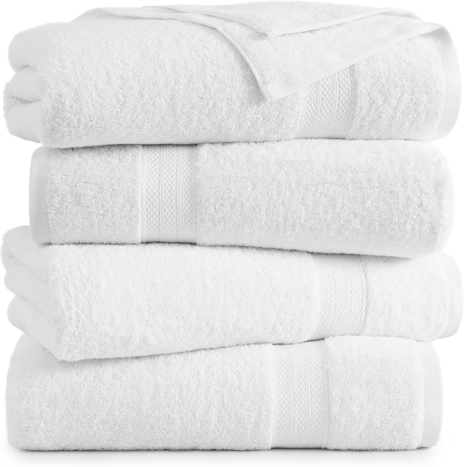 LANE LINEN Large Bath Towel Set Absorbent Quick Dry 100% Cotton - White - Image 2