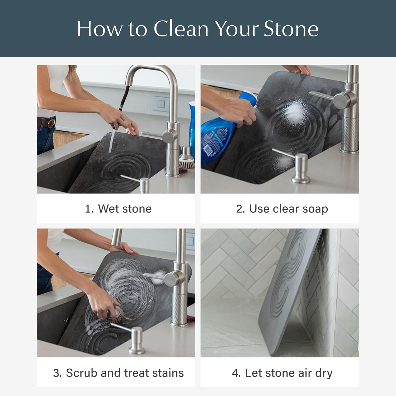 Dorai Home Stone Bath Mat - Premium Diatomaceous Earth Bath Floor Mats with Non-Slip Base, Fast-Drying Modern Shower Mat for Bathroom | Zen Sandstone - 23.6"x15.4" - Image 4
