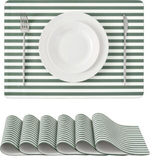 Leetaltree Striped Faux Leather Pla...