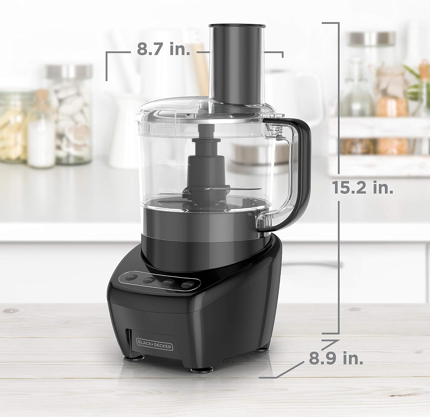 BLACK+DECKER Food Processor and Vegetable Chopper, Stainless Steel Blade, 8-Cup Capacity, 450W Power with Attachments to Shred, Slice, Mince, Grind, and Puree - Image 9