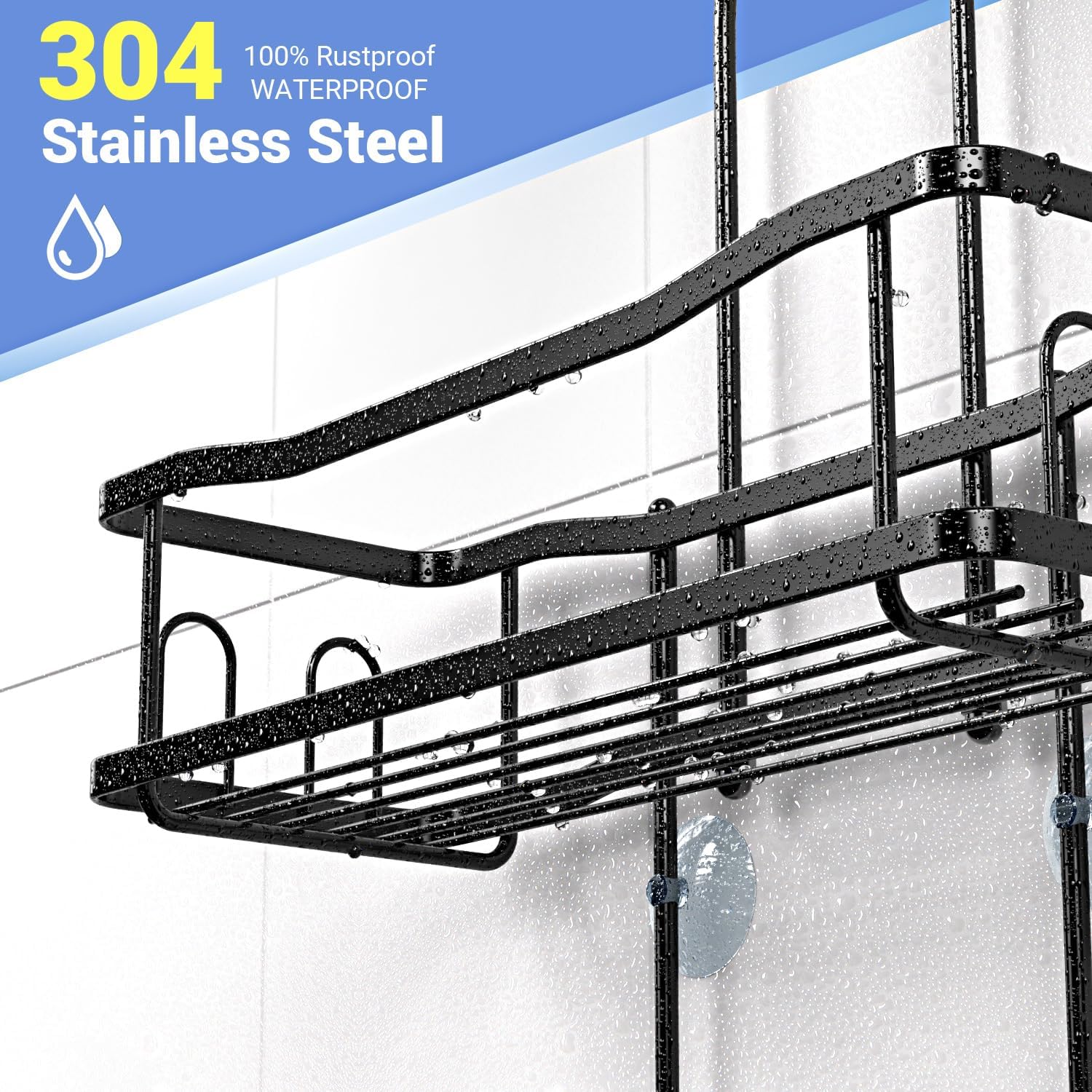 Hanging Shower Caddy Over Shower Head - No Drill Rustproof Shower Rack - Image 3