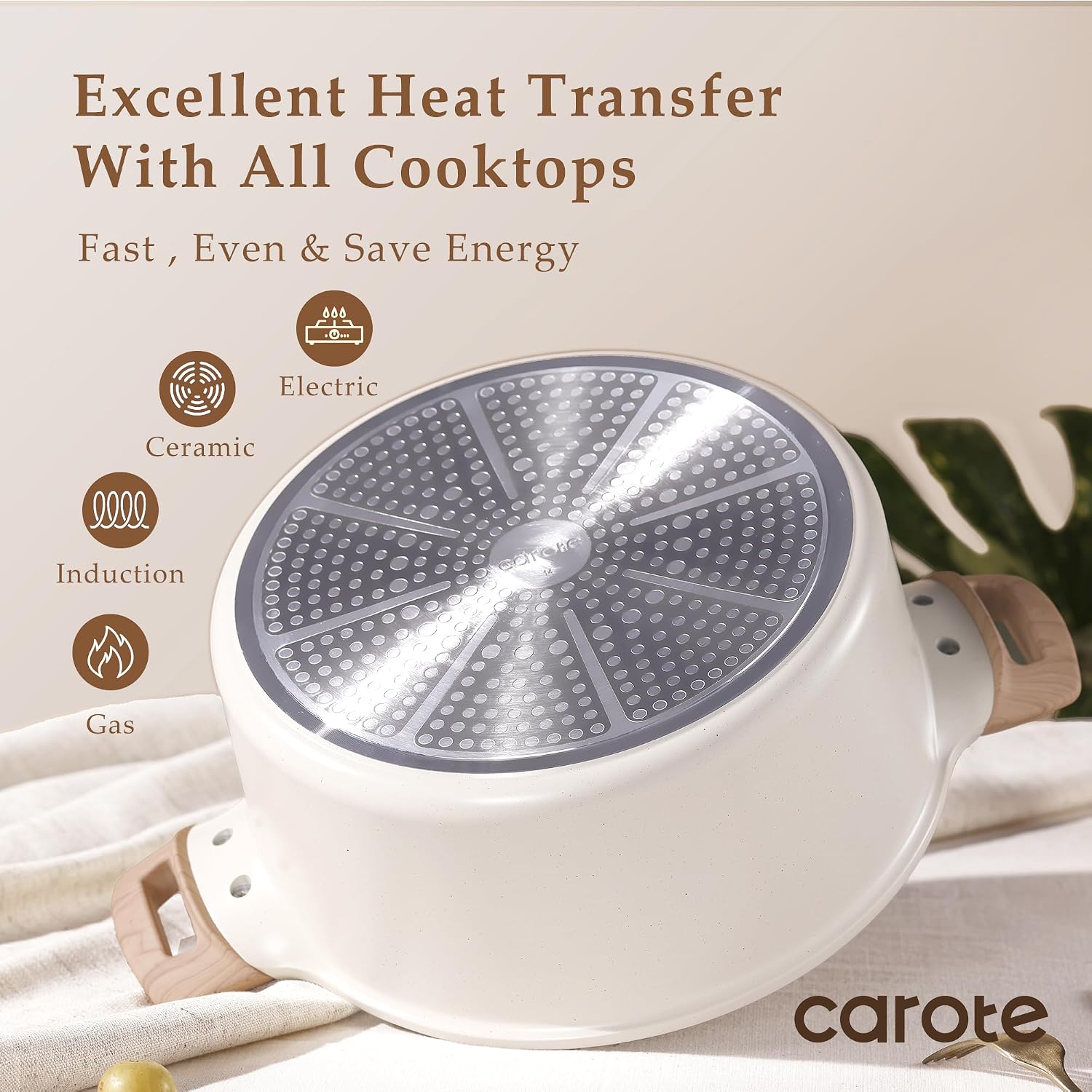 CAROTE Nonstick Stock Pot with Lid, 8 Quart White Granite - Image 7
