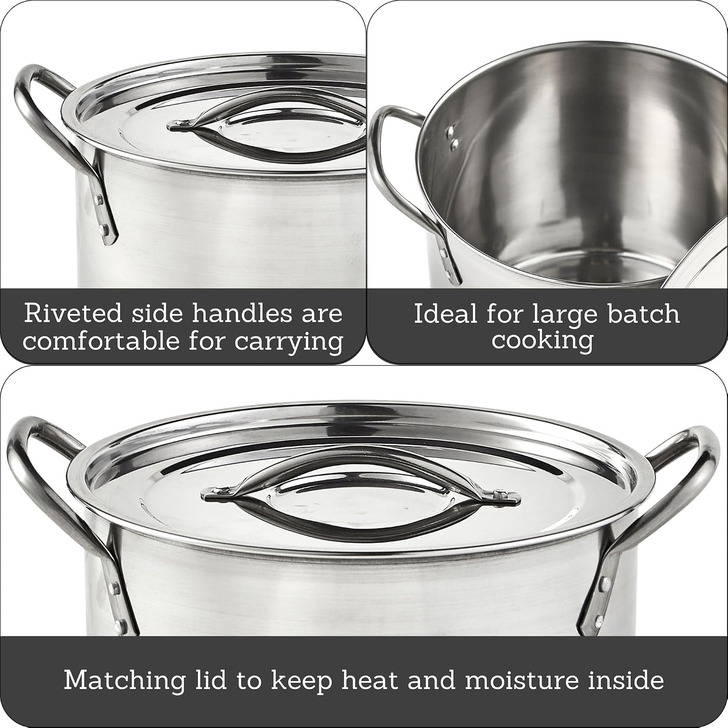 IMUSA Stainless Steel Stock Pot with Lid, 20 Quart, Silver - Image 3