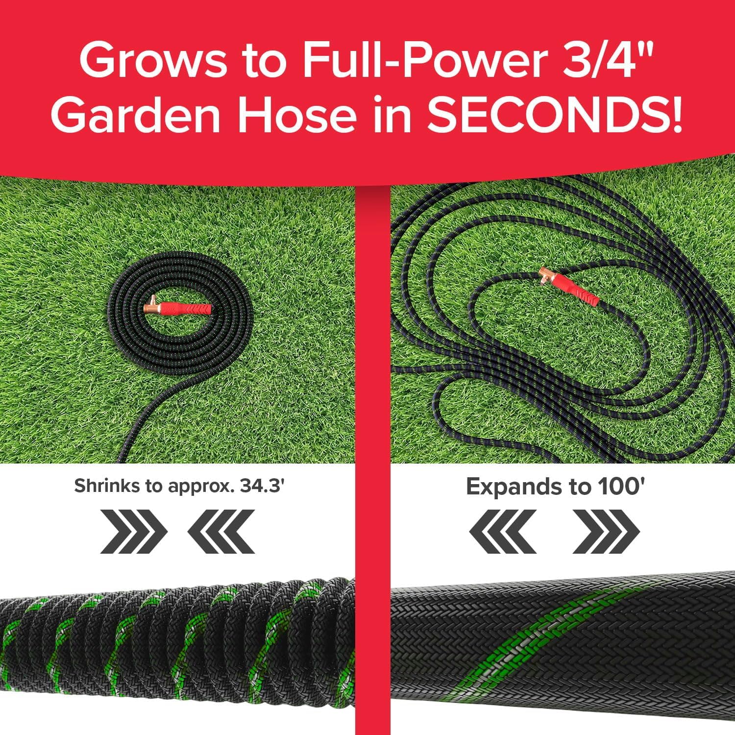Pocket Hose Ballistic Double UV Edition 100 FT Expandable Garden Hose w/Pocket Pivot Swivel Connector, Anti-Burst Sleeve Reinforced w/Bulletproof Fiber, Lightweight, No-Kink, Compact, AS SEEN ON TV - Image 2