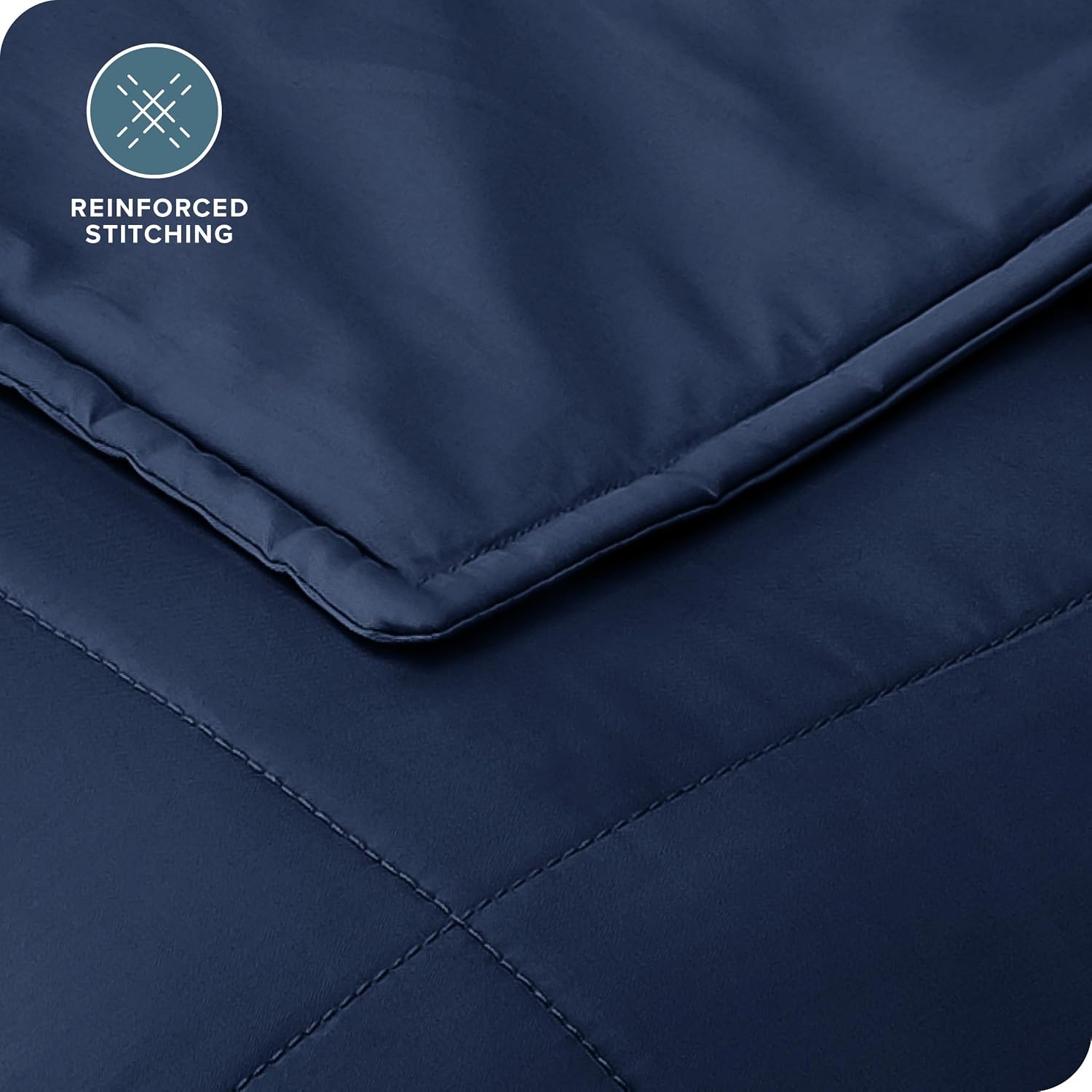 Bare Home Weighted Blanket All-Natural 100% Cotton with Nontoxic Glass Beads 60"x80" 17lbs, Dark Blue - Image 8