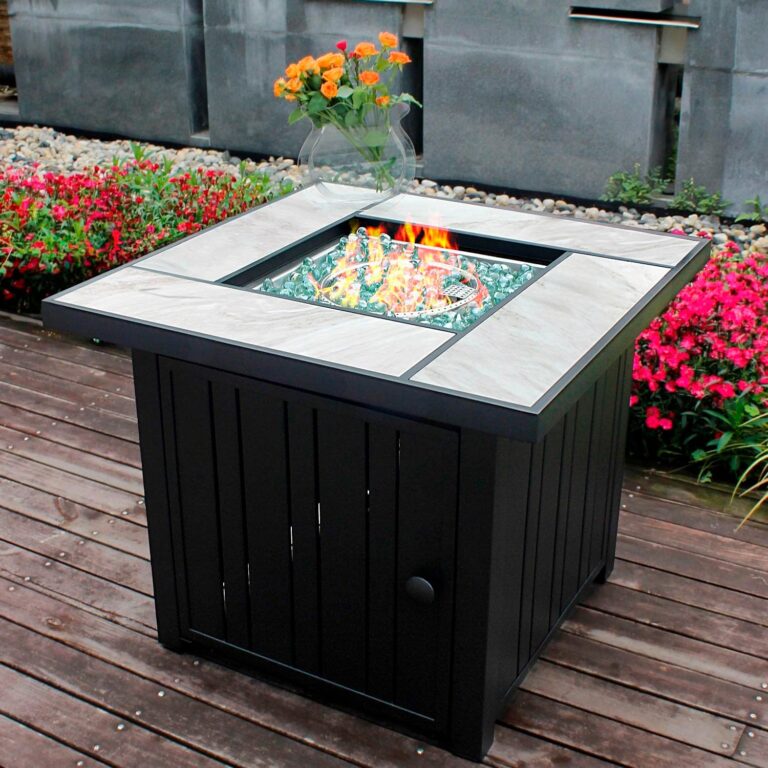 OutVue 30 Inch Propane Fire Pit Table with Real Ceramic Tabletop