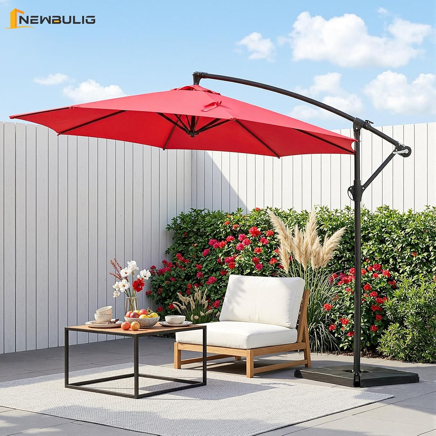 NEWBULIG 10FT Patio Umbrella, Cantilever Umbrella, UV Protection - Image 2