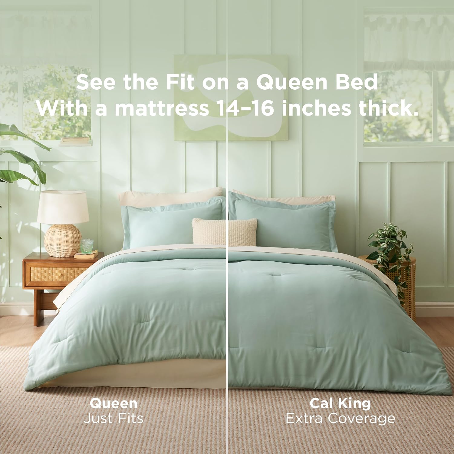 Bedsure Queen Bed in a Bag, Sage Green Comforter Set Contrasting 7 Pieces - Image 8