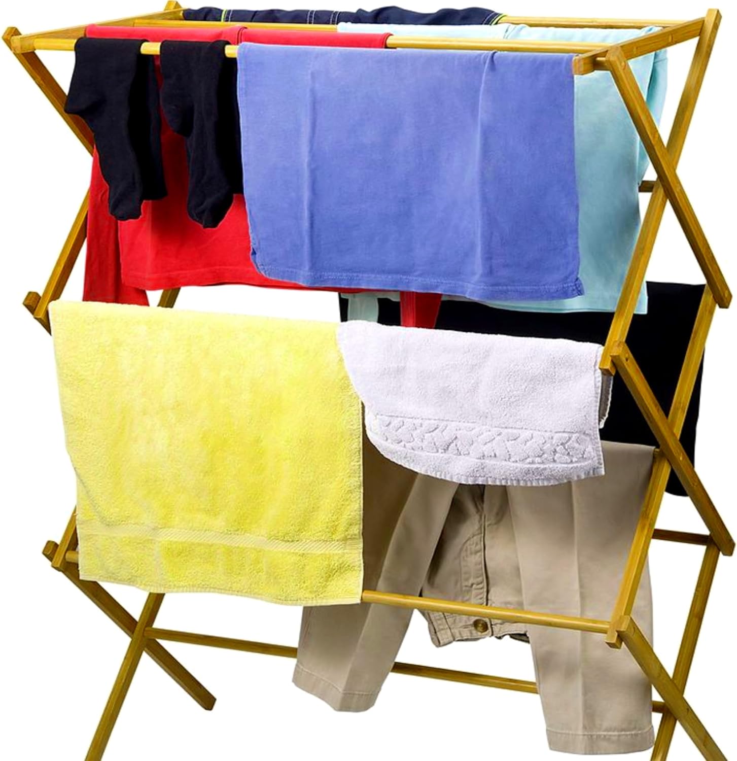 Home-it Wooden Clothes Drying Rack for Laundry - Collapsible Folding Bamboo Laundry Drying Rack for Drying Clothes - Heavy Duty Pre Assembled - Image 2
