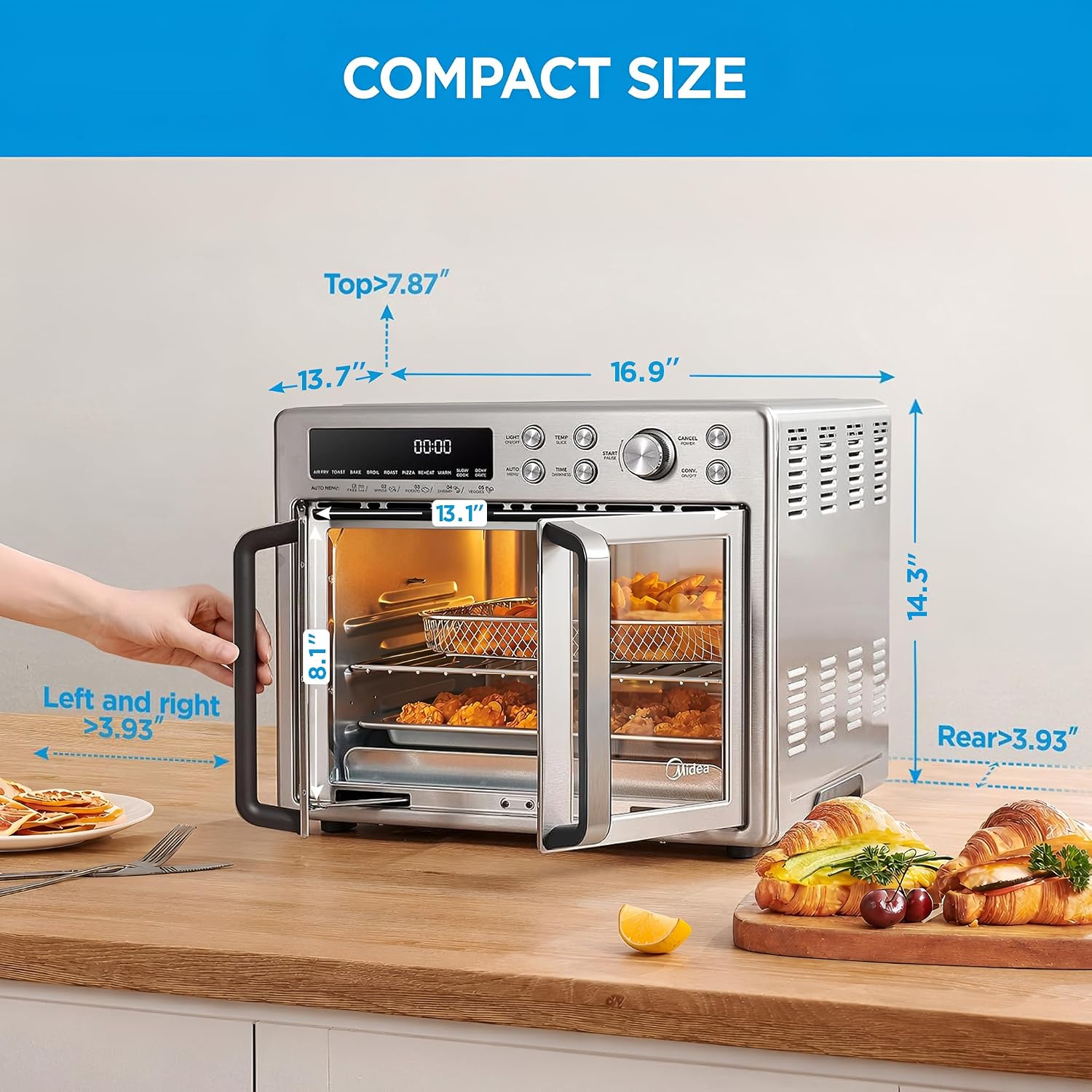 Midea Flexify Classic French Door Toaster Oven Air Fryer Combo, 26.4 QT - Image 2