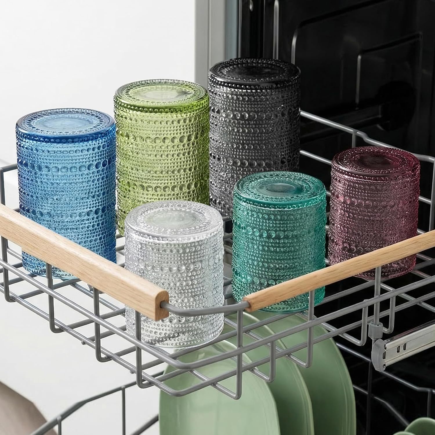 Moretoes Colored Hobnail Drinking Glasses Set of 12 Vintage Glass Cups - Image 6