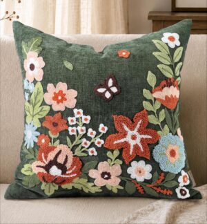 Embroidered Chenille Throw Pillow C...