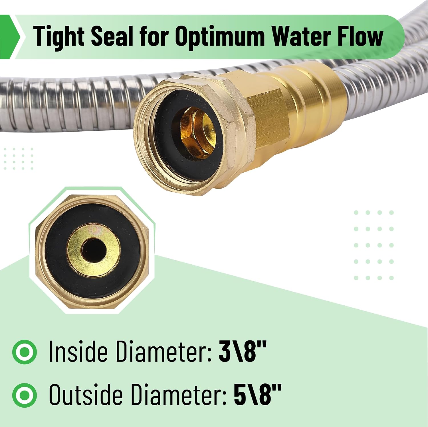 UNCO- Metal Garden Hose, 10 Feet Stainless Steel No Kink, Durable Flexible - Image 3