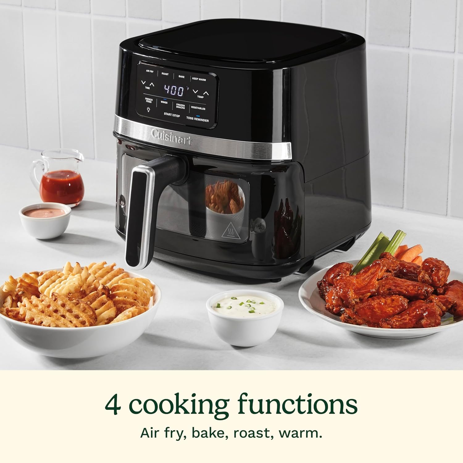 Cuisinart Air Fryer, 4.5-Quart Basket Fryer with 4 Cooking Functions to Air Fry, Roast, Bake, and Keep Warm, 4 Airfryer Presets, Dishwasher-Safe Parts, AIR-160NAS, Stainless Steel & Black - Image 3