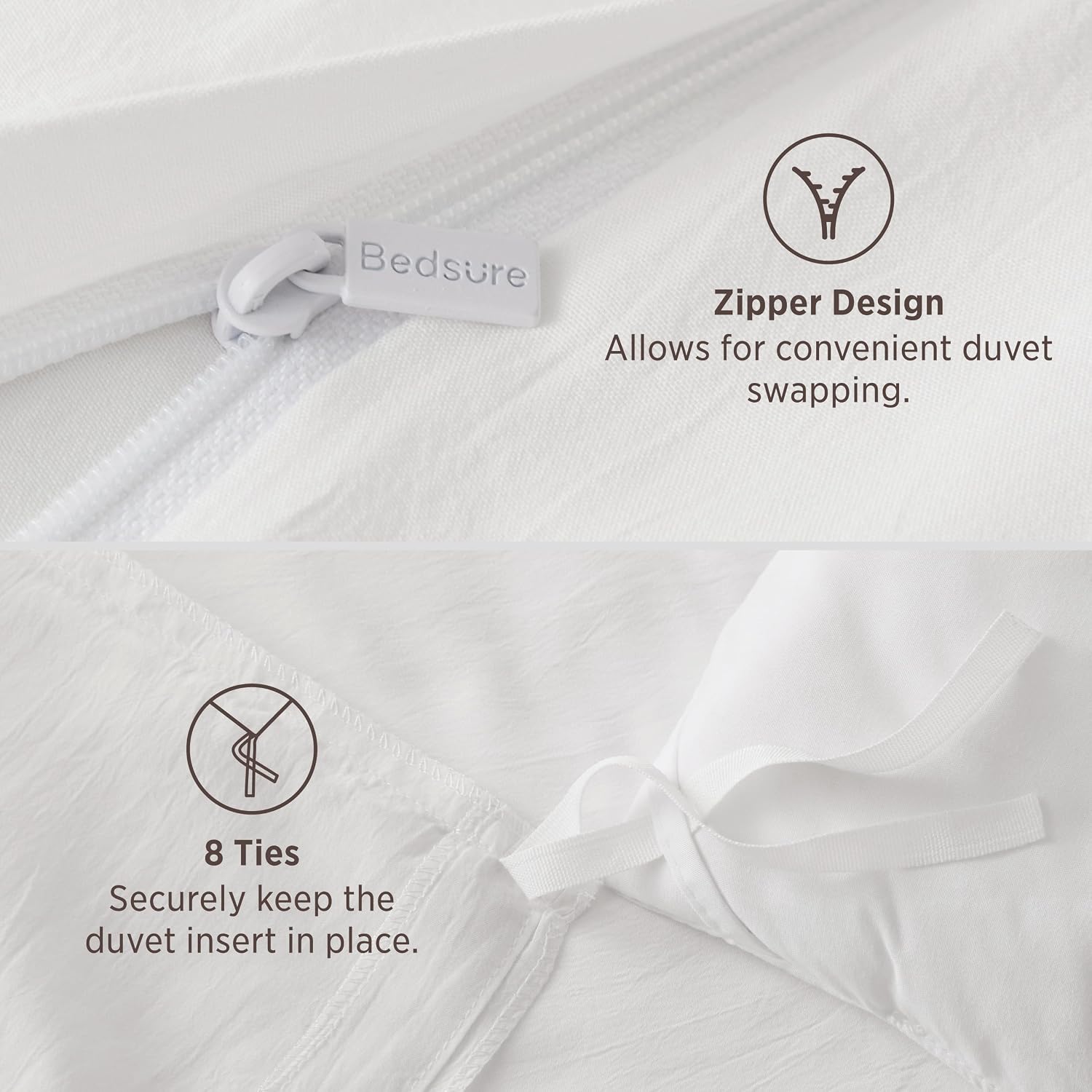 Bedsure Prewashed Duvet Cover King, Cotton-Like Soft Bedding Set, White - Image 6