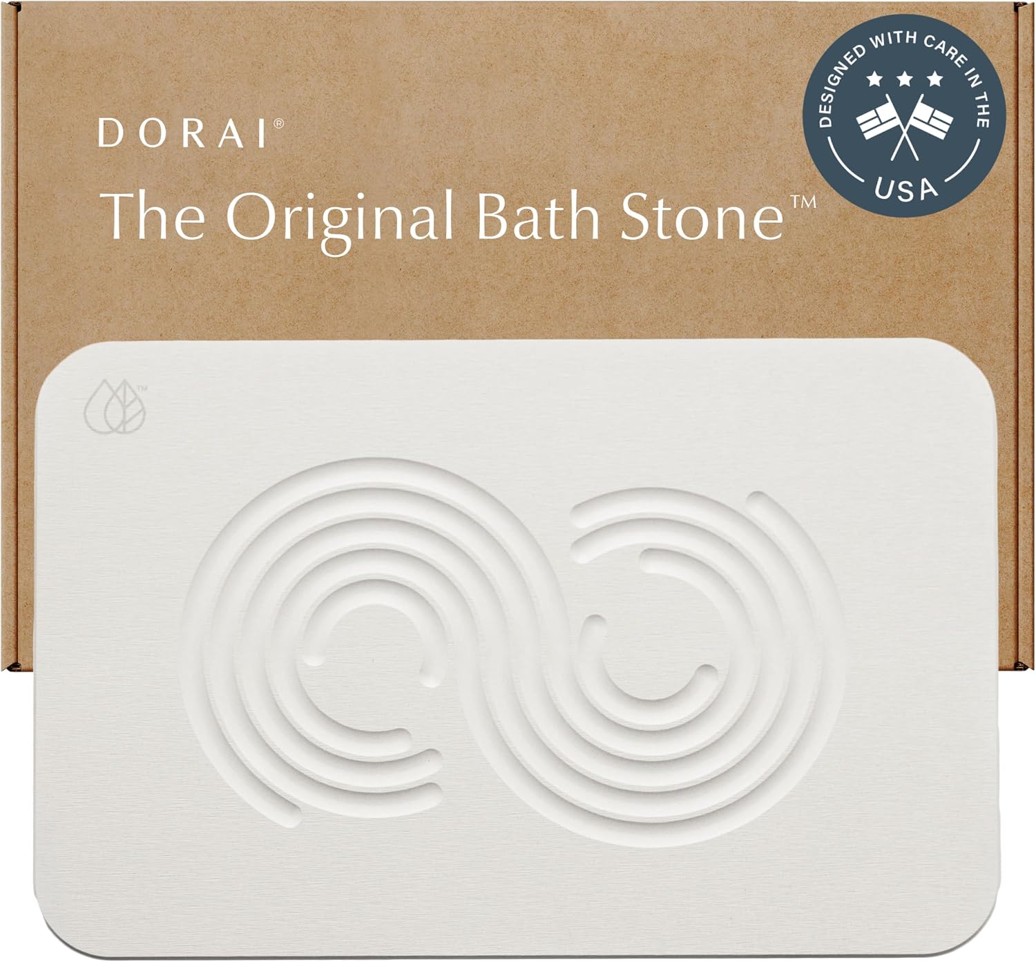 Dorai Home Stone Bath Mat - Premium Diatomaceous Earth Bath Floor Mats with Non-Slip Base, Fast-Drying Modern Shower Mat for Bathroom | Zen Sandstone - 23.6"x15.4"